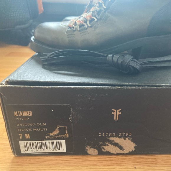 Rare Frye Alta Hiker leather two tone olive multi hiking boot - Picture 8 of 10